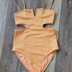 Aerie mango v wire cutout one piece swimsuit,  M, NWOT
